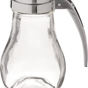 14 oz Clear Glass Syrup Pourer with Stainless Metal Lid