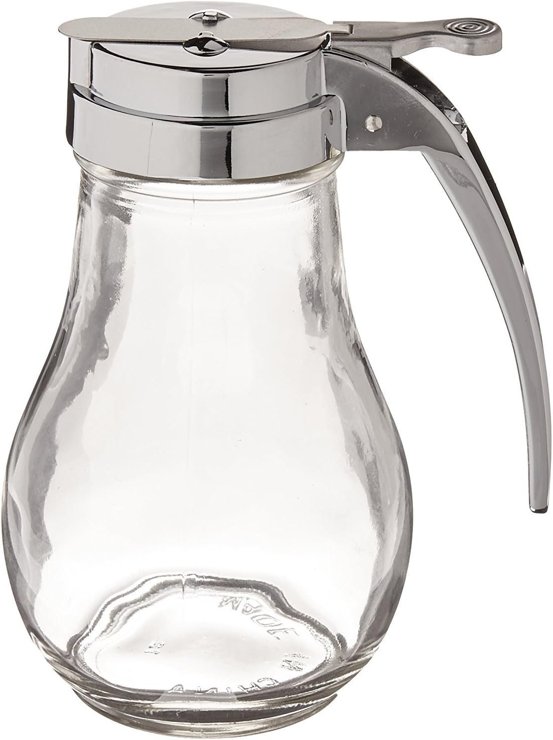 14 oz Clear Glass Syrup Pourer with Stainless Metal Lid