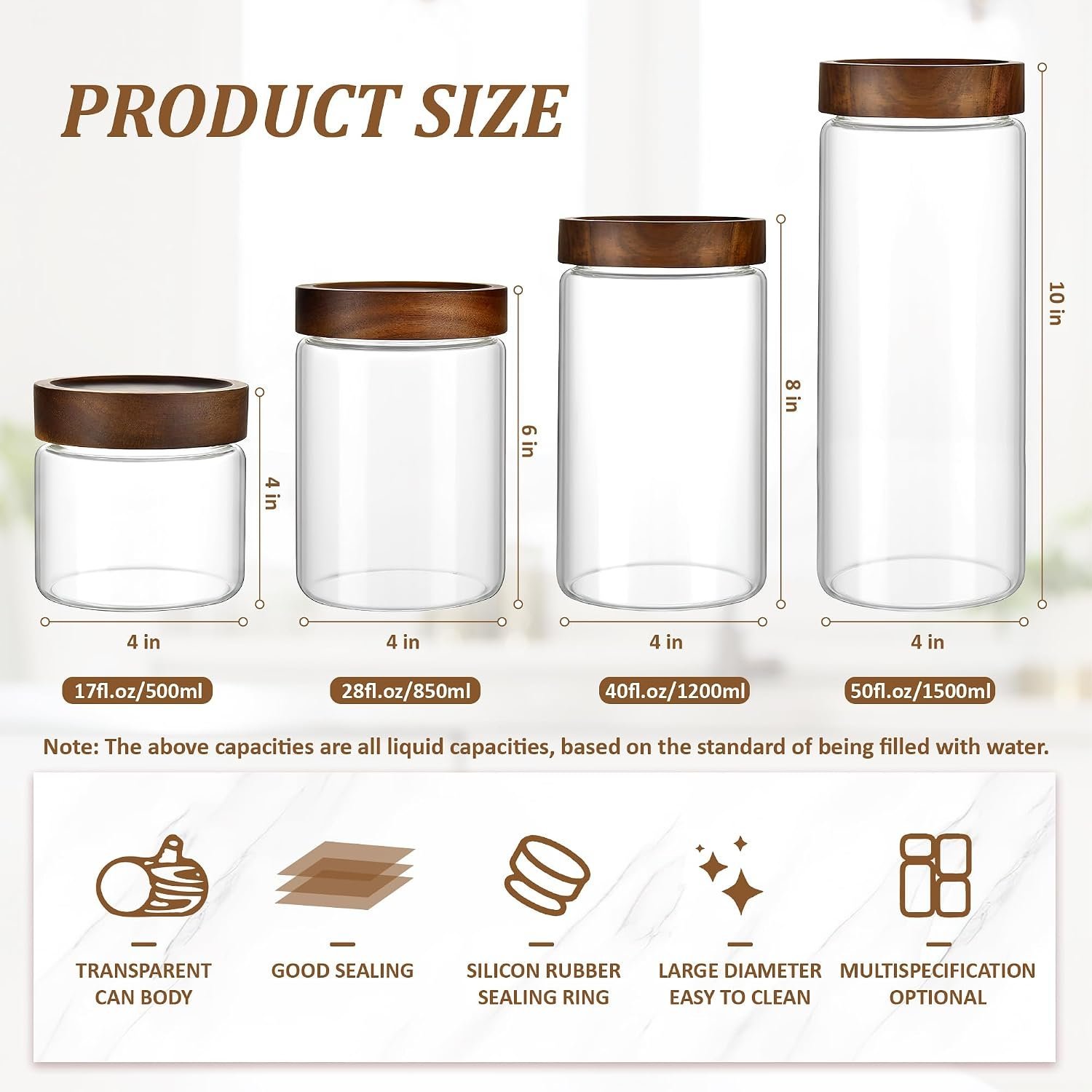 13.5 oz Cylindrical Glass Honey Container with Wooden Lid - Image 2