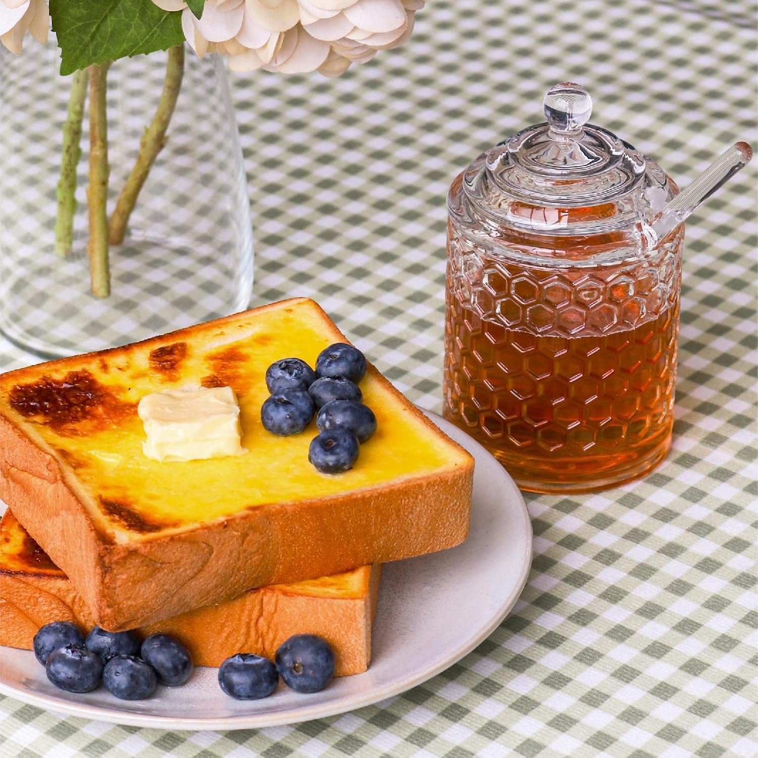Clear Glass Honey Storage Pot with Glass Dipper (10 fl oz) - Image 2