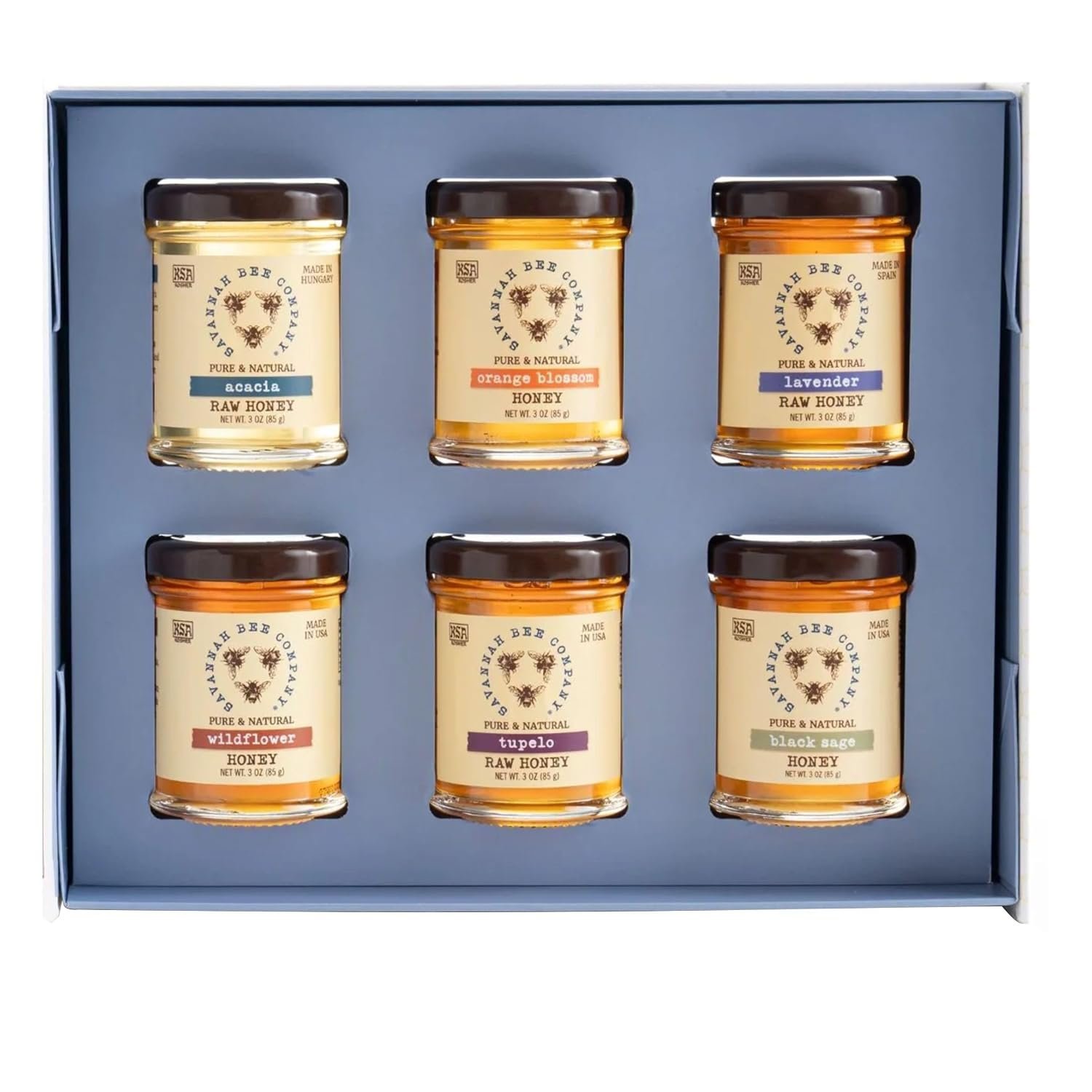 Luxury Square Wooden Honey Gift Box Set with Ribbon - Image 2