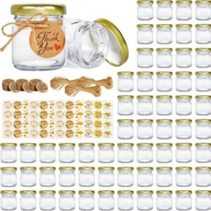 1.5 lb Diamond-Cut Glass Honey Jar Set with Golden Lid