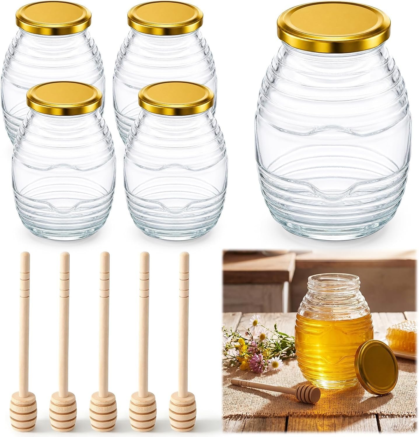 Luxury Glass Beehive Honey Container Set