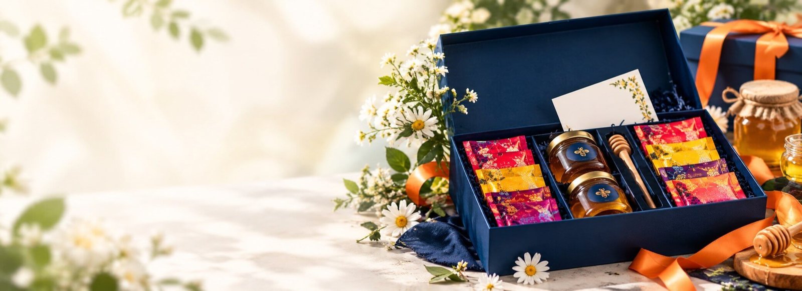Nesbuy premium honey gift box with flowers